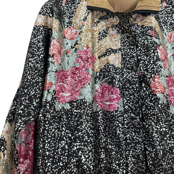 Vintage Metallic Floral/Black GDT TOO Reversible 90s Bomber Jacket One Size - Picture 4 of 13